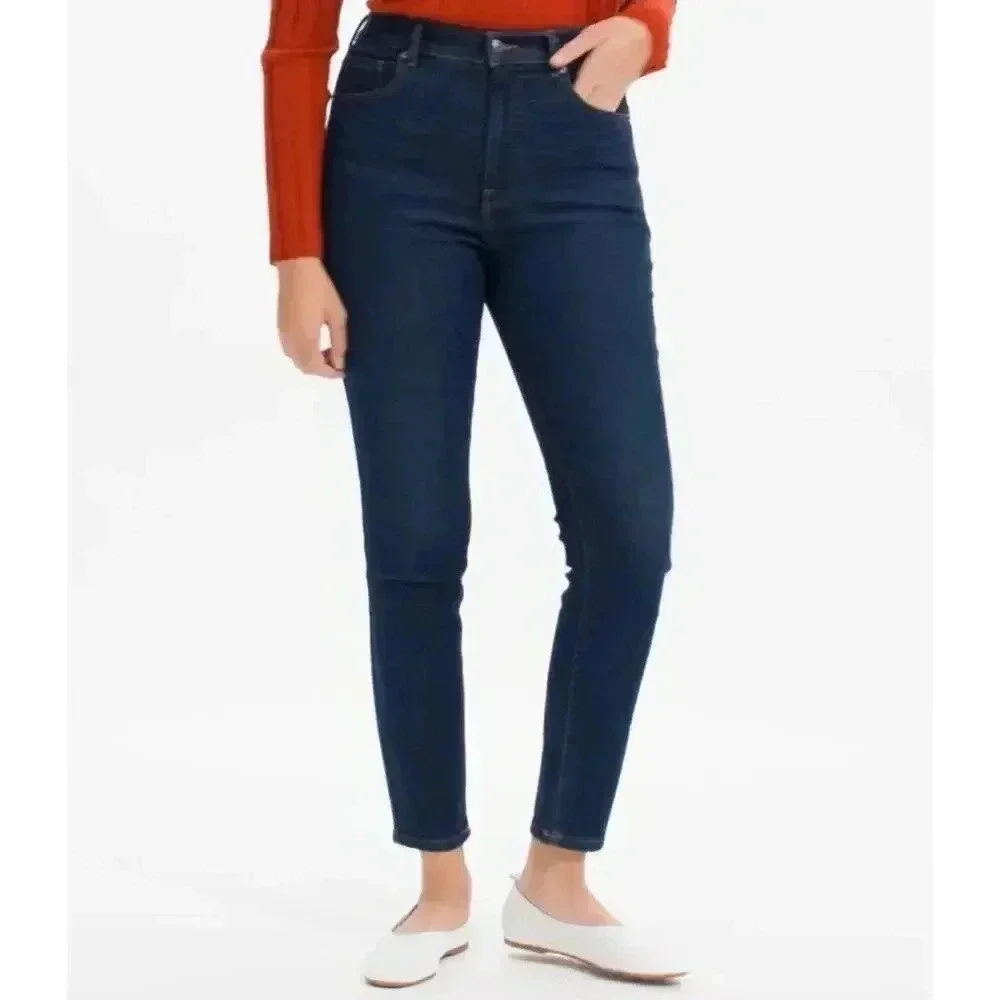 Everlane The Authentic Stretch High-Rise Ankle Skinny Dark Wash Jean Size 29 - Picture 1 of 11